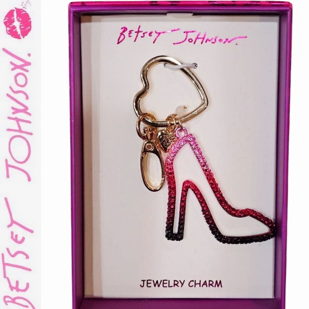 Betsey Johnson Glitter Stiletto Bag Chqrm/Keychain